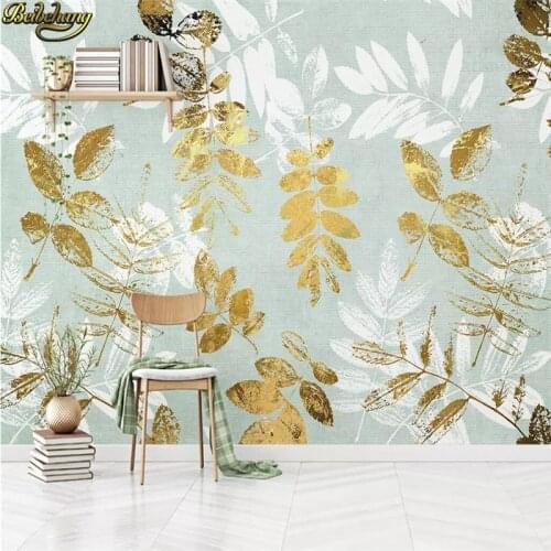 Beibehang custom Nordic golden leaves background Photo Wallpaper Landscape 3D Wall Mural Living Room TV Sofa Backdrop Wall paper