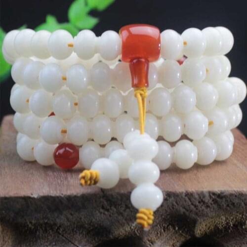 White Bodhi Bracelet 7*9mm108 Beads, Original Seed Mens and Womens Jewelry