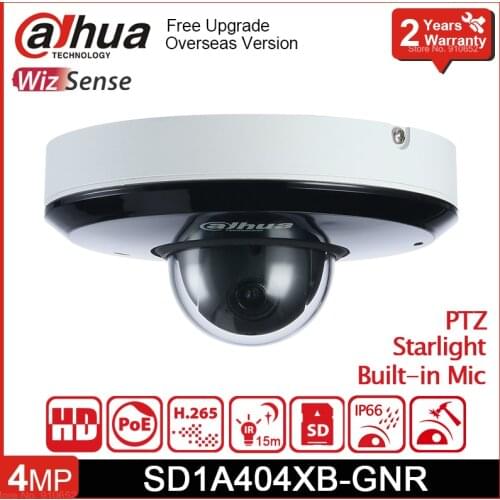Dahua SD1A404XB-GNR 4MP PTZ AI IP Camera 4x optical zoom POE IR 15m 2.8mm–12 mm Starlight IR Network Camera Built in Mic