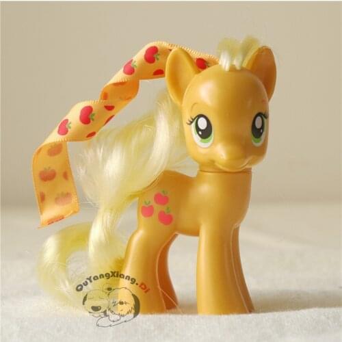 P8-091 Action Figures 8cm Little Cute Horse Model Doll Ribbon Applejack Anime Toys for Children