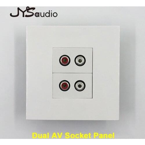 Dual AV Socket Panel 86 Type Two Ports Red & White Audio Panel Wall Plate Socket Faceplate PA System Lotus Multimedia AV Socket