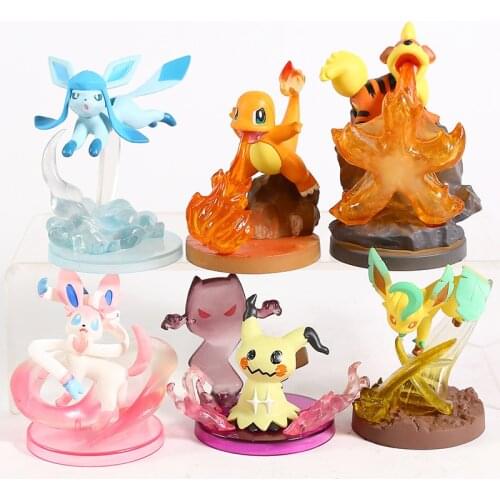 Pokemon Gallery Figures Vol.5 Glaceon Leafeon Sylveon Mimikyu Charmander Growlithe 6pcs/set