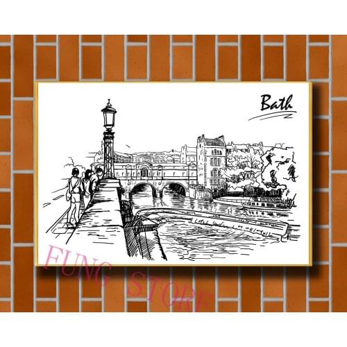 K111 Retro European Buildings Manuscript Picture Custom Silk Poster Home Deco Wall Art Christmas Gift