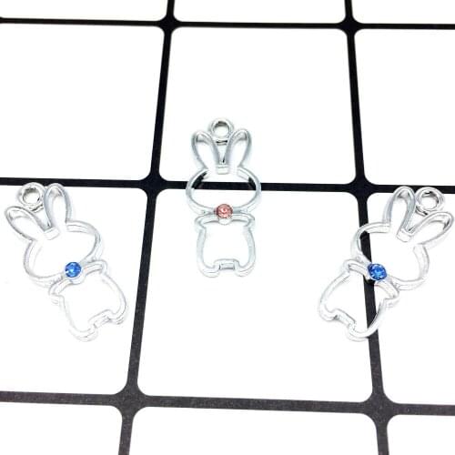 Quality Fashion Charms Gift Rhinestone hollow rabbit Alloy Pendant Earring Necklace Accessories DIY Electroplating Does Not Fade