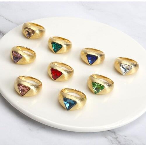 TIRIM Color Diamond-attented Rings Vintage Style Swarovski Crytal Ring for Women Jewelry Luxury Retro Brushed-finish Women Rings