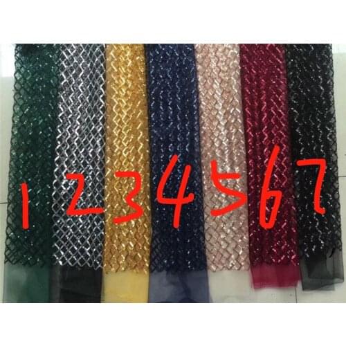 Pretty cross sequins African embroidered Tulle Lace Fabric with shinny sequins YG-633 for party dress African French Lace Fabric