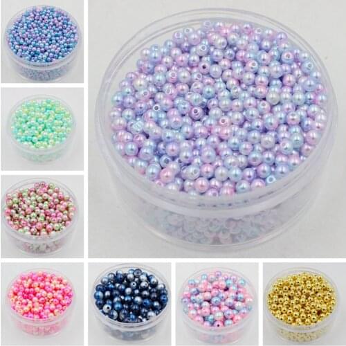 4/6/8/10/12mm 50-500pcs Round Rainbow Color Imitation Pearls Beads Crafts Decoration For DIY Bracelets Necklaces Jewelry Making