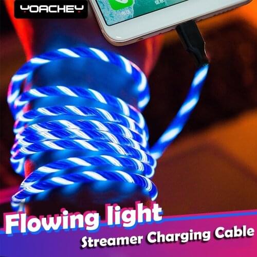 LED Streamer 3A Fast Charging Cable For iphone X XS 7 8 6S Plus Type C Cable & Android Micro USB Cable for Samsung Xiaomi Huawei