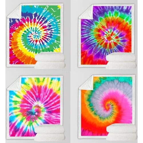 Bestselling Color Tie-dye Print Blanket Super Soft Warm Winter Flower Sherpa Wool Blanket Bed Cover Adult Sofa Car Bed Blankets