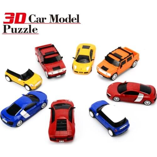 1/32 Blocks model Cars,3D DIY puzzles Car Plastic Model Kit Building Blocks Set, Children Funny Vehicle Blocks Toy 8 Styles