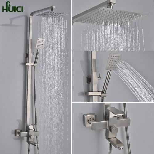 304 stainless steel wall-mounted shower set hot and cold mixed water shower faucet simple brushed hand shower