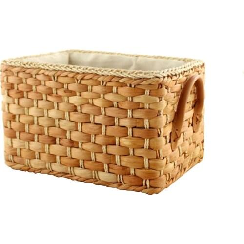 New Household Foldable Natural Japanese Garden Storage Basket Home Sundries Boxes Storage Corn Husk Woven Laundry Basket