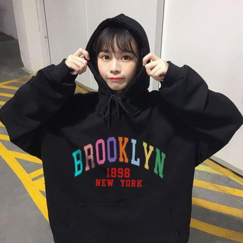 New Sweatshirt Samt Winter Frauen Brooklyn Brief Print Kapuzen Unisex Nice dicker warmer Hoodie Mnner und Frauen Herbst Tops