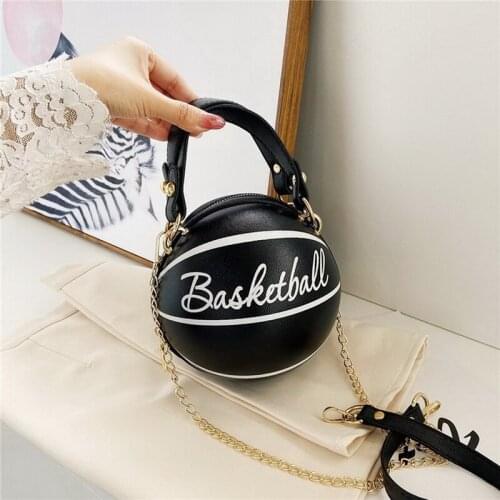 New Design Basketball Shape Hand Bag Fashion Women Chains Handbag Letter Shoulder Bag Female Mini Crossbody Bags Circular Purse