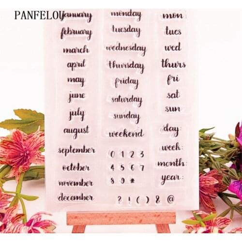 PANFELOU 10x14cm Month and week Transparent Silicone Rubber Clear Stamps cartoon for Scrapbooking/DIY Easter wedding