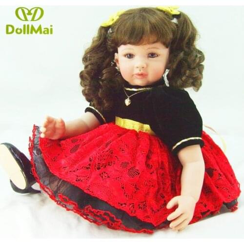 Bebe alive 22"56cm high quality curly hair beautiful princess Reborn Babies Silicone vinyl Baby Doll Kids Birthday Gifts Toys