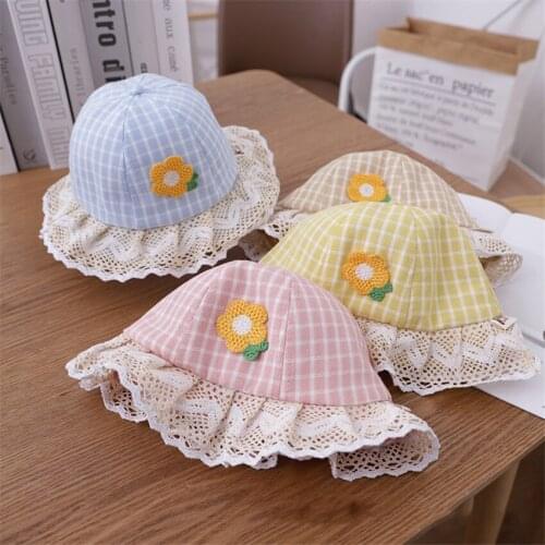 Spring Summer Hat For Kids Girls Breathable Cotton Hat baby Princess Cute Lace Bucket Hats Panama Caps Korean
