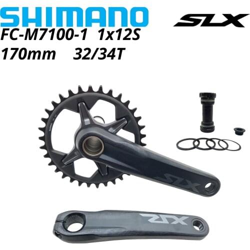SHIMANO SLX FC M7100 Crankset 1X12S 12 Speed MTB Bike Chainwheel 170mm 32T 34T with MT800 Bottom Bracket FC-M7100