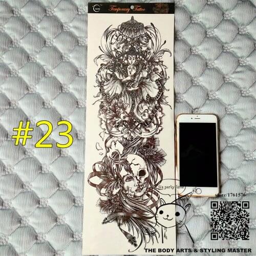 SHNAPIGN "The Mercy of Buddha" Full Sleeve Temporary Body Art,48*17cm Flash Tattoo Stickers,Waterproof Sex Products Henna Adult