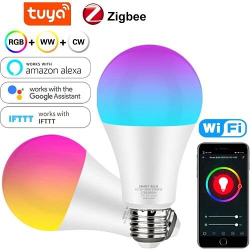 Zigbee Tuya Smart Bulb Led 12W 15W B22 E27 Home Bulb 110V 220V Smart Life Google Home Alexa Wifi Led Lamp RGB+White+Warm White