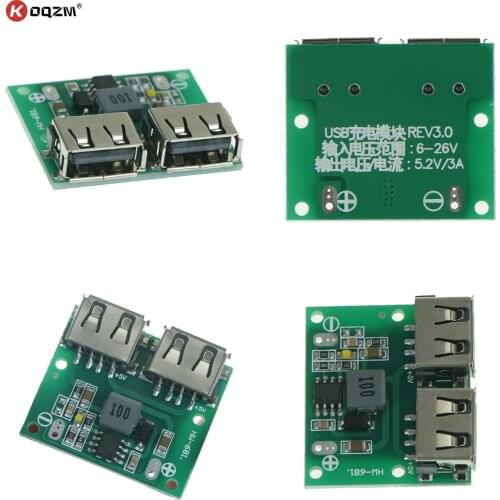 9V 12V 24V To 5V DC-DC Step Down Charger Power Module Dual USB Output Buck Voltage Board 3A Car Charge Charging Regulator 6-26V