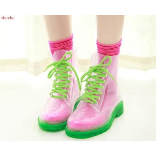 Female Crystal jelly shoes adult slip flat with flat rain boots fashion transparent women candy color waterproof shoes