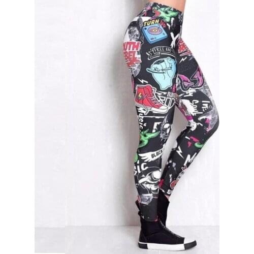 Geometric Colorful Printing Seamless Fitness Women Leggings Fashion Women High Waist Elastic Push Up Long Polyester Leggings
