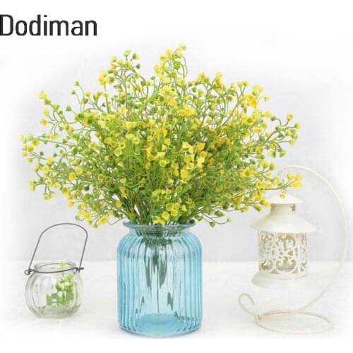 1 Bouquet DIY Artificial water grass Gold bell willow for Home Party Hotel Decorative Flower Plastic Fake Green Plant