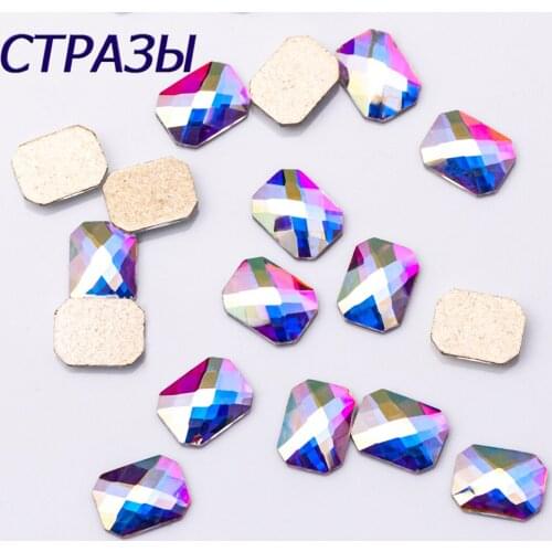 100pcs 4x6,6X8mm Non HotFix Crystal AB color Best Quality Economical Price For Nail Art Garment Shoes Decoration