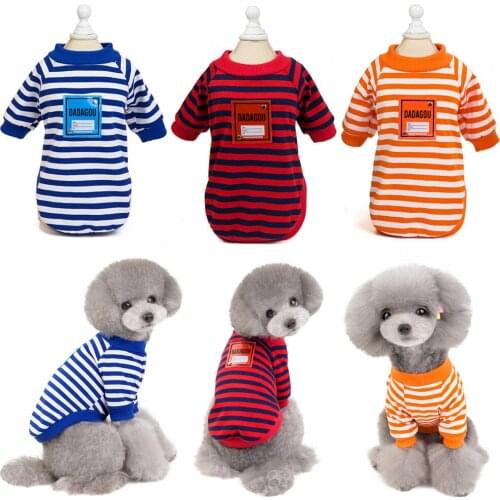 2021 Bottoming Dog Clothes Cotton Striped Vest t shirt Dog Cat Clothing for Dogs Puppy Outfit shirt Small Pet chihuahua Clothes