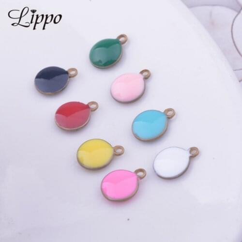 30pcs 7*9mm Blank Copper Double Faced Enamel Round Charms Diy Earring Jewelry Accessories