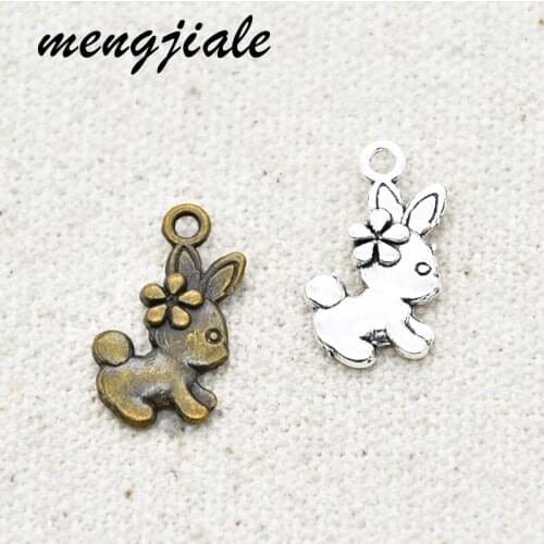 30pcs Wholesale Two Color Rabbit Charms Alloy Metal Animals Pendants For DIY Handmade Jewelry Accessories Making 19*13mm