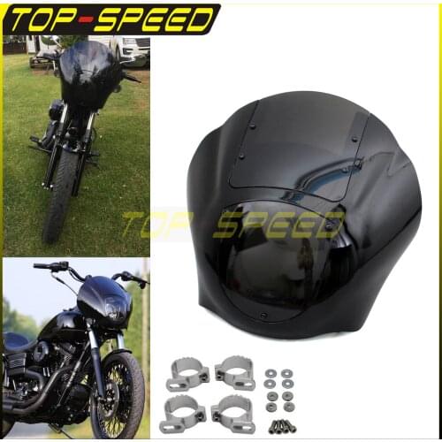 35-45mm 42-50mm Clamp Bracket Quarter Fairing Windshield Front Headlight Fairing Mask for Harley Dyna Street Bob Cafe Racer FXR