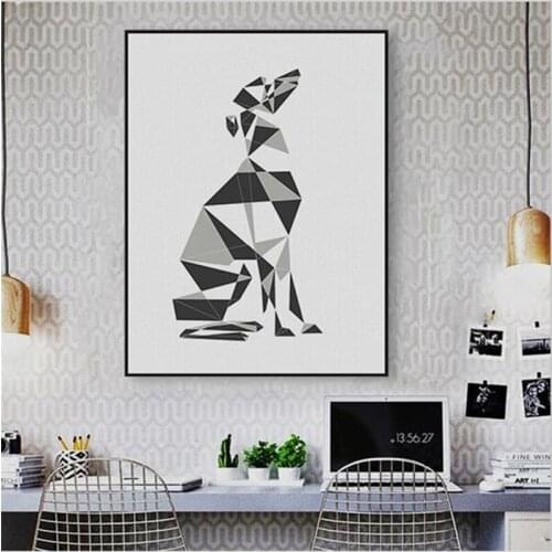Abstract Geometric Animal Poster Dog Woof Photo Bedroom Living Room Decorative Painting Canvas Art Picture cuadros decoracion
