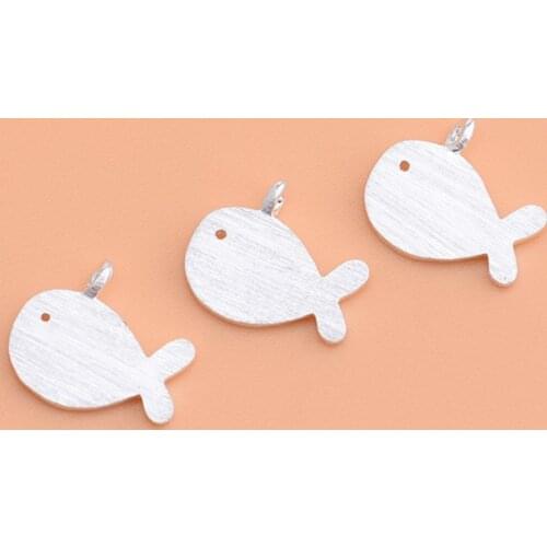 925 sterling silver jewelry accessories, metal wire drawing lovely fish pendant, diy materials handmade pendant accessories