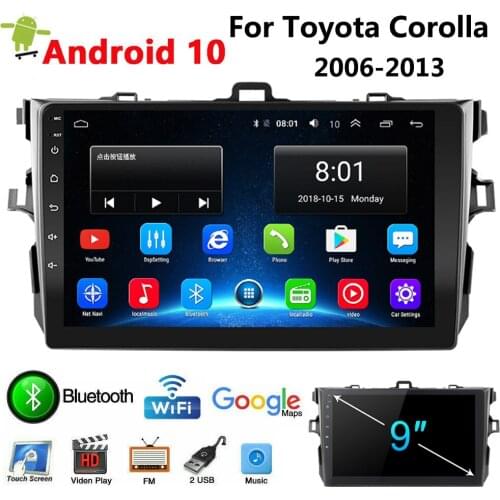 9" Android10 2 din Car Radio multimedia video player navigation GPS WIFI FM BT audio For Toyota Corolla E140 E150 2006-2013 2DIN
