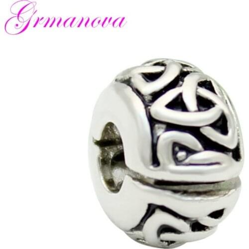 Handmade Vintage Irish Celtic Knot Lock Charm Beads DIY Handmade Ornamental Amulet Fit Pandora Bracelet Necklace