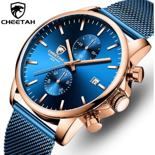 CHEETAH Luxury Brand Men Quartz Watch Business Stainless Steel Men 's Wristwatches Waterproof Sports Clock Relogio Masculino