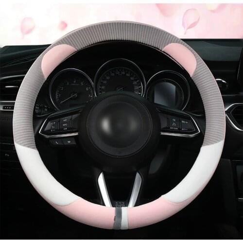 Car Steering Wheel Cover for Girls Cartoon Bear Car Handle Cover 38 cm 15 " Plush Warm Car Assessoires Interior for Women Red
