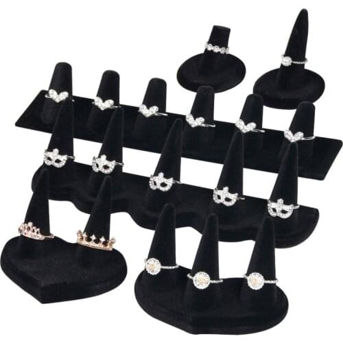 Black Velvet Elegant Jewelry Display Earrings Rings Organizer Jewelry Display Stand Holder Rack ShowcaseProps Stand Organizer