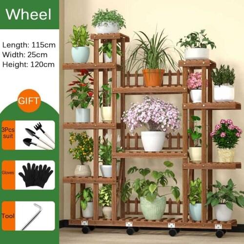 6 Tiers Wooden Flower Rack Plant Stand Multi Flower Stand Shelves Bonsai Display Shelf Yard Garden Patio Balcony Flower Stands