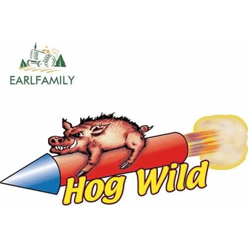 EARLFAMILY 13cm x 4.9cm Decal for Hog Wild Fireworks Wild Boar Personality Car Sticker Vinyl Car Sticker Refrigerator for VAN RV
