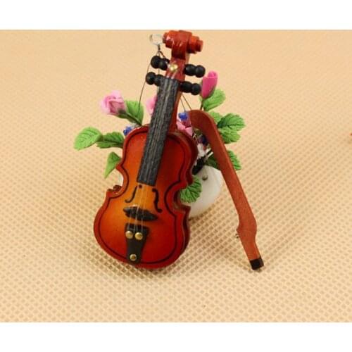 G05-X078 children baby gift Toy 1:12 Dollhouse mini Furniture Miniature baby wooden cViolin and Tablature 2pcs/set