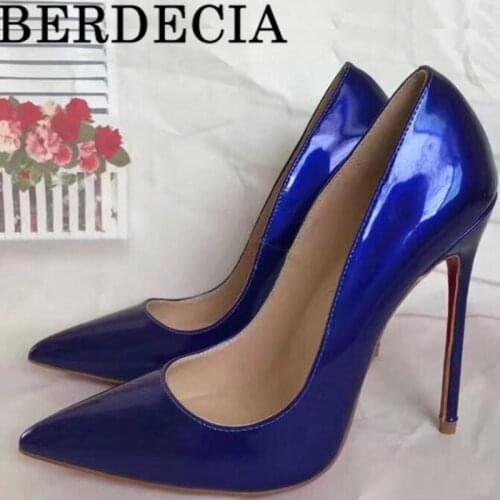 Berdecia So Nice Kate Patent Leather Pumps Sexy Women High Heels Party Shoes Pointed Toe Stiletto Wedding Shoes Big Size
