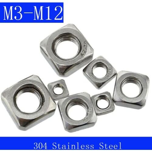 M3 M4 M5 M6 M8 M10 M12 304 Stainless Steel A2 Square Nuts For Metric Screws Bolt DIN 557