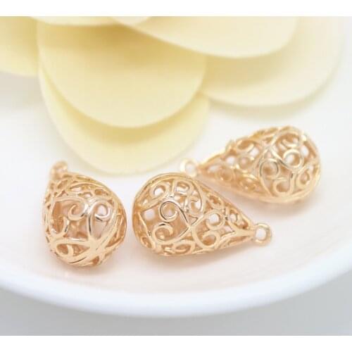 4PCS 12x22MM 24K Champagne Gold Color Plated Brass Tear Drop Shape Charms Pendants High Quality Diy Jewelry Accessories