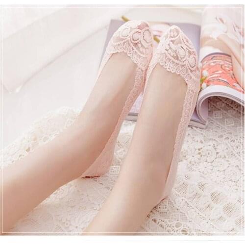 5 Pairs Fashion Women Girls Summer Socks Style Lace Flower Short Sock Antiskid Invisible Ankle Socks 2022 New 5 colors