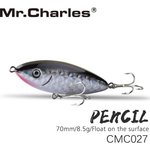 Mr.Charles CN027 Fishing Lures 70mm/8.5g float on the surface PENCIL Crankbait Fishing Lure Hard Bait