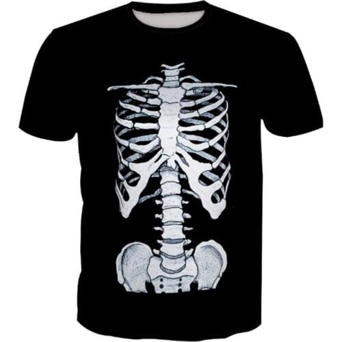 Plus Short Sleeve Halloween Cosplay Skeleton Bone Printing T-Shirt Men Hip Hop Pullover Streetwear Harajuku Casual Oversized