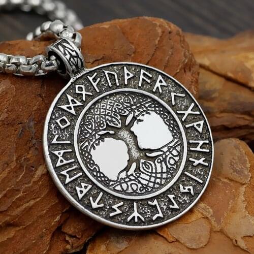 Popular Classical Viking Mythology Viking World Tree Rune Pendant Mens Jewelry Necklace